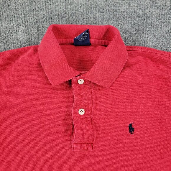Polo Ralph Lauren Polo Shirt Boy's Large Red Logo Collared Short Sleeve Youth L - Picture 4 of 12